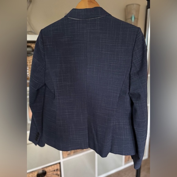 Ann Taylor Blue Plaid Single Button Blazer - Picture 3 of 7